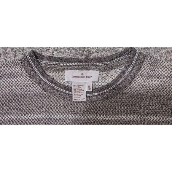 Ermenegildo Zegna Sweater Mens Medium (M) Knit Crewneck Striped Grandpa Italy - Picture 2 of 16